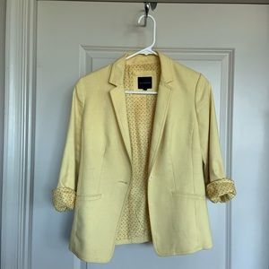 Yellow, Cropped, Fitted, 3/4 Sleeve Blazer XS